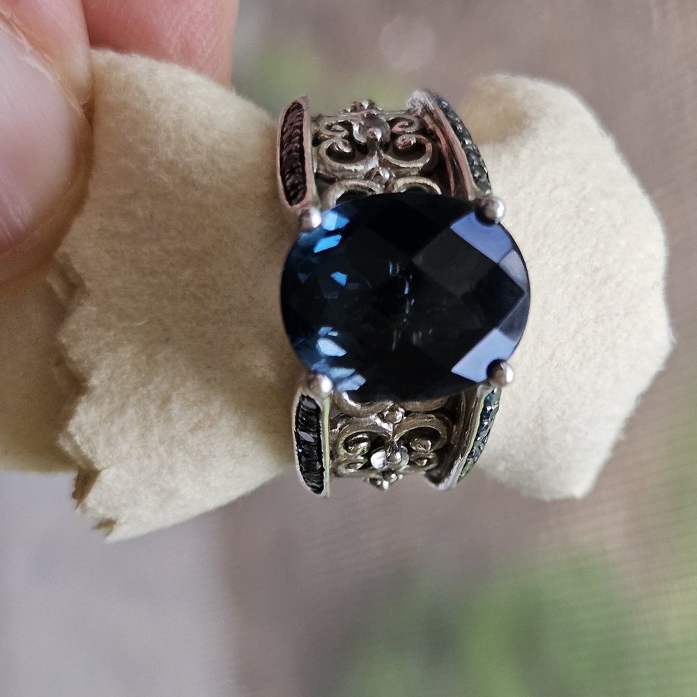 Victoria Wieck 5.33ct London Blue Topaz & Gem/Blue diamond Bridge Ring Size 7 - Picture 8 of 17